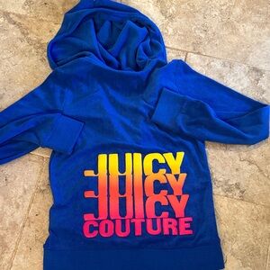Juicy Couture girls Terry cloth Blue zip Hoodie repeat Logo size large**